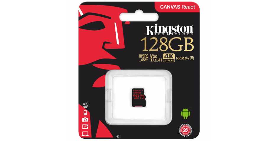 Карта памяти Kingston Canvas React microSDXC [128GB]